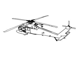 Fototapeta na wymiar sketch of military helicopter vector