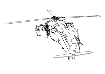 sketch of military helicopter vector