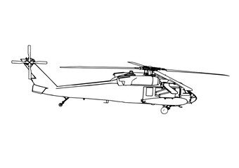 sketch of military helicopter vector