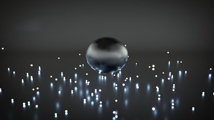 Jumping glowing balls abstract 3D render