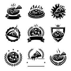 Pizza labels and elements set. Vector