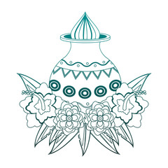 Lotus in antique jar vector illustration graphic design