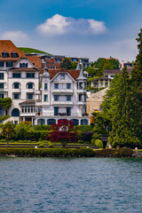 Fototapeta na wymiar Town Weggis on Lucerne lake