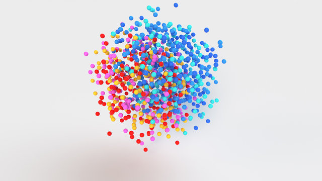 Group of colorful spheres 3D rendering