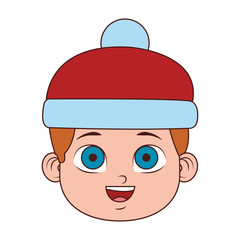 Cute boy face with beanie hat vector illustration graphic design