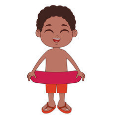 Cute boy in swim suit and float vector illustration graphic design