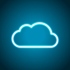 Simple cloud. Linear symbol with thin outline. Neon style. Light