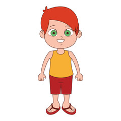Cute boy in swim suit vector illustration graphic design