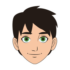 Young man face cartoon vector illustration graphic design