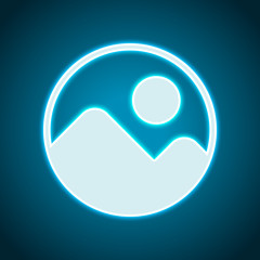 Simple picture icon. Neon style. Light decoration icon. Bright e