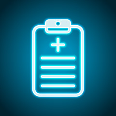 Fototapeta premium tablet, medical document. Neon style. Light decoration icon. Bri