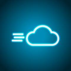 Windy icon. Linear, thin outline. Neon style. Light decoration i