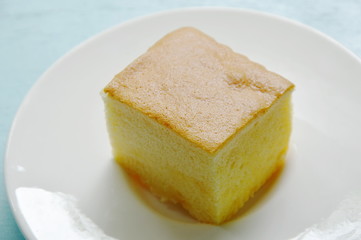 butter cake slice for piece on plate
