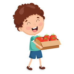 Vector Illustration Of Kid Farmer