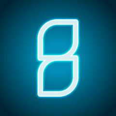 Number 8, numeral, eighth. Neon style. Light decoration icon. Br