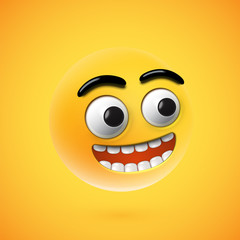 Highly detailed happy emoticon, vector illustration