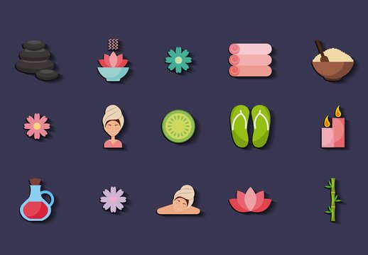 25 Colorful Spa Icons