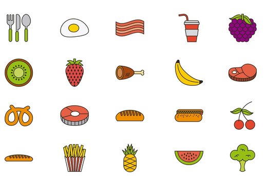 25 Colorful Food Icons