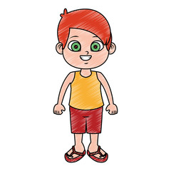 Cute boy in swim suit vector illustration graphic design