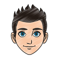 Young man face cartoon vector illustration graphic design