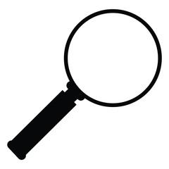 A black and white silhouette of a magnifying glass