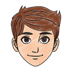 Young man face cartoon vector illustration graphic design