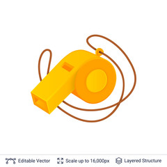 Bright yellow referee whistle.