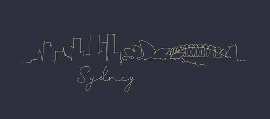 Obraz premium Sylwetka linii pióra Sydney ciemnoniebieska