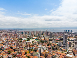 Naklejka premium Aerial Drone View of Unplanned Urbanization Istanbul Kartal Yakacik