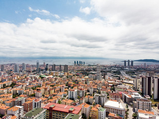 Naklejka premium Aerial Drone View of Unplanned Urbanization Istanbul Kartal Yakacik