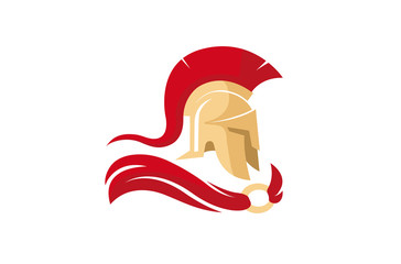 Creative Spartan Helmet Logo design Illustration - obrazy, fototapety, plakaty