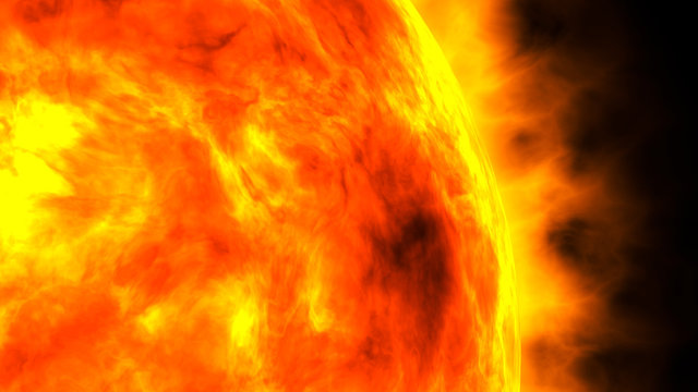 3d closeup render of the Sun