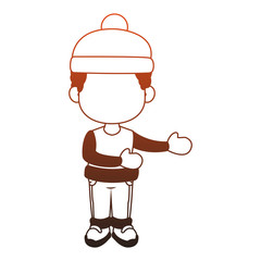 Cute boy with winter clothes cartoon vector illustration graphic design