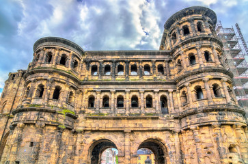 The Porta Nigra, a large Roman city gate in Trier, Germany