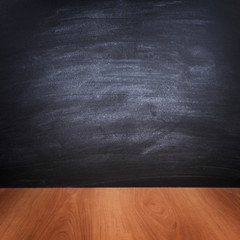 Background of the school board and wooden table