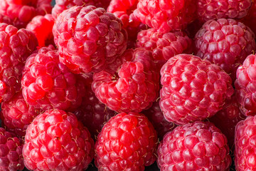Raspberry fruit background. Macro.