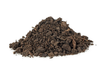 Pile dirt of soil land on white background