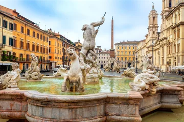Fototapete Rund Piazza Navona square in Rome, Italy. Neptune Fountain. Rome architecture and landmark. © Vladimir Sazonov
