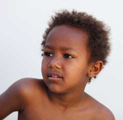 African little kid four years in a happy summer day