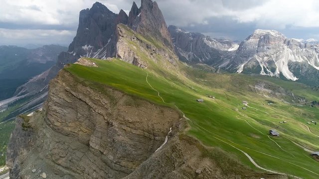 aerial view of mountains landscape near Seceda view point
