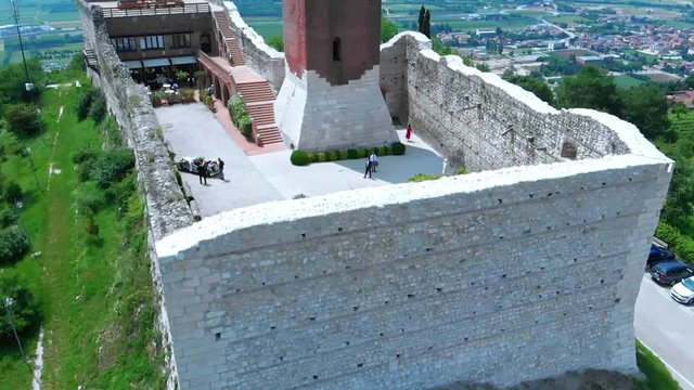 Flight over the real Romeo and Juliet's castles. The story was born in a small town called Montecchio, where the two fighting families had castles facing each other.
