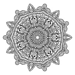 Black and white decorative ornamental mandala design