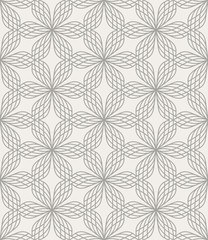 Seamless geometric pattern with linear stylized flowers. Vector illustration