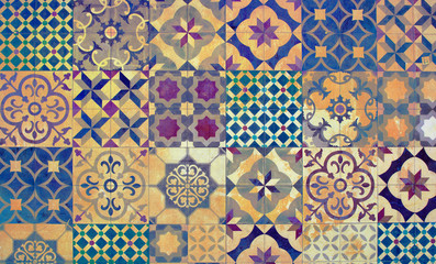 Digital background art of Mediterranean and Aegean tiles.