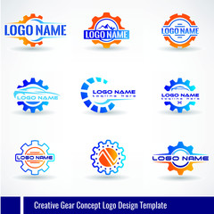 Naklejka premium Creative Gear Concept Logo Design Template