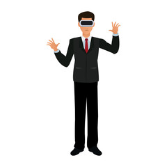 Businessman with virtual reality vector illustration graphic design