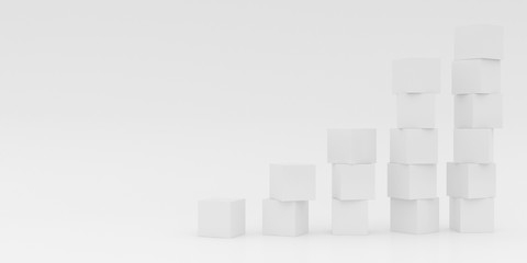 Abstract concept of white cubes  isolated on white background, 3d rendering