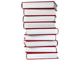 Book stacking on white background.