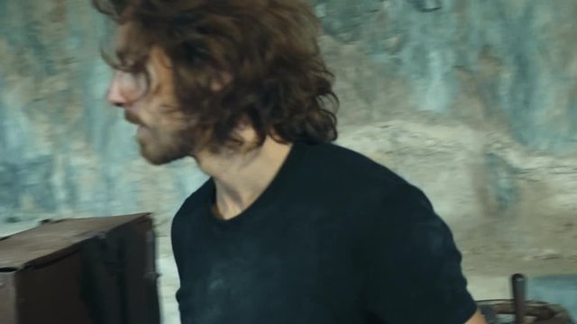psychopathic killer fiercely struggles with his victim