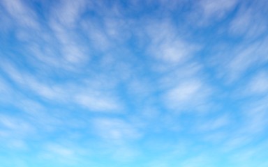 Cumulus white clouds in the clear blue sky in the morning. Blue sky background with white clouds. 3D illustration